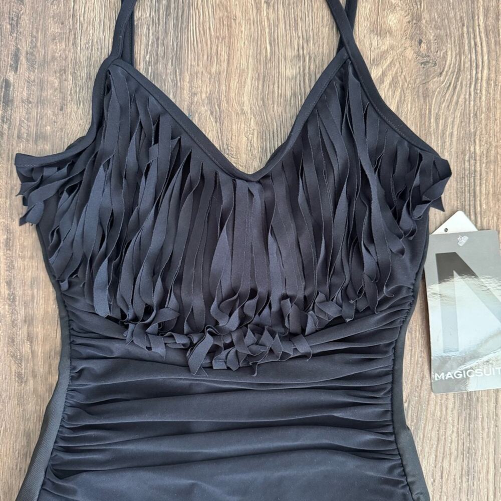 NEW Magicsuit Blaire Fringe One Piece Swimsuit in Black Size 8 - Picture 3 of 10